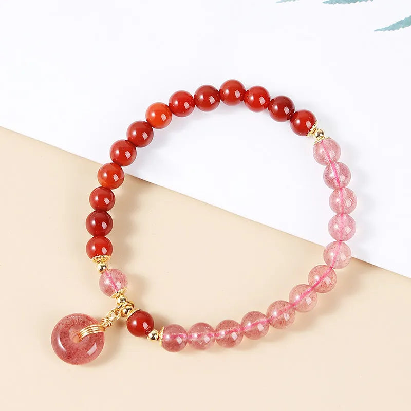 Green natural crystal bracelet with fresh Chinese style design, handcrafted for women