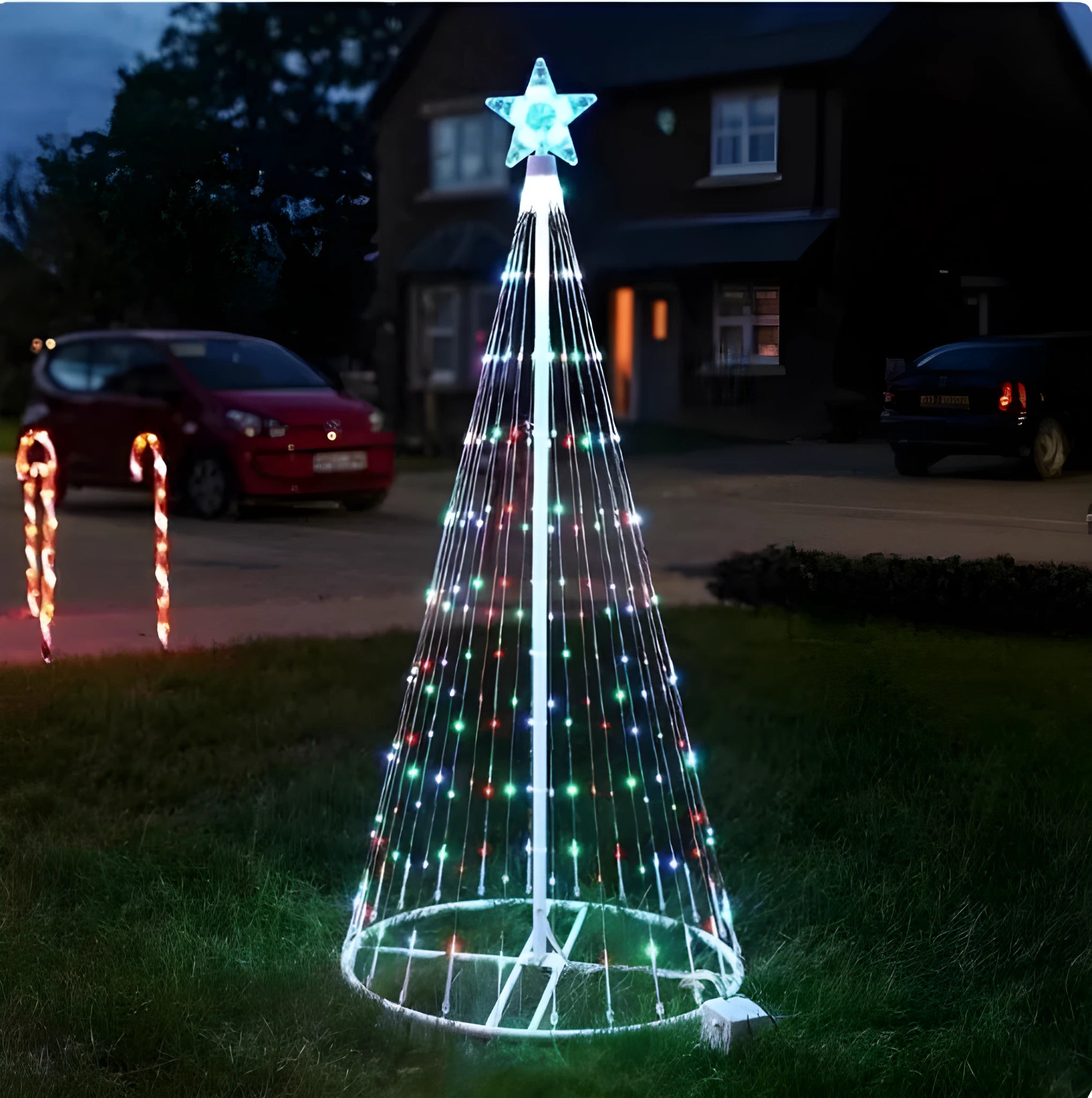 Multi-colour animated LED Christmas tree lights for outdoor garden and courtyard decoration