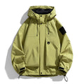 Men's waterproof windproof hooded jacket in black, purple or ginger yellow colour options