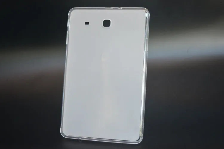 Clear transparent white ultra-thin silicone tablet protective case shown from the side.