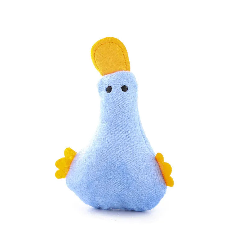 Colourful duck plush pet toy with catnip filling and sound features for dogs and cats