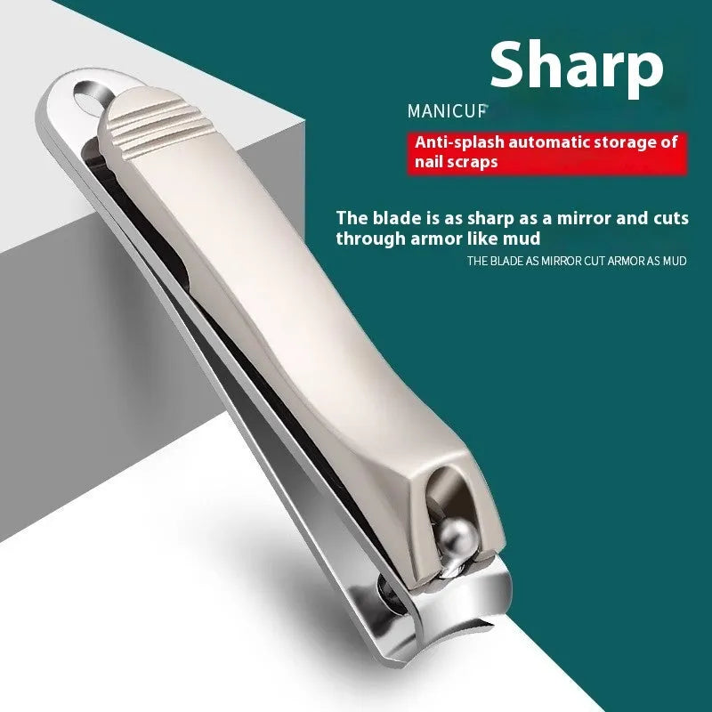 Anti-splash portable household fingernail maintenance kit with stainless steel tools in multiple colours