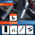Wireless digital display car tyre inflator and vacuum cleaner with storage bag and accessories