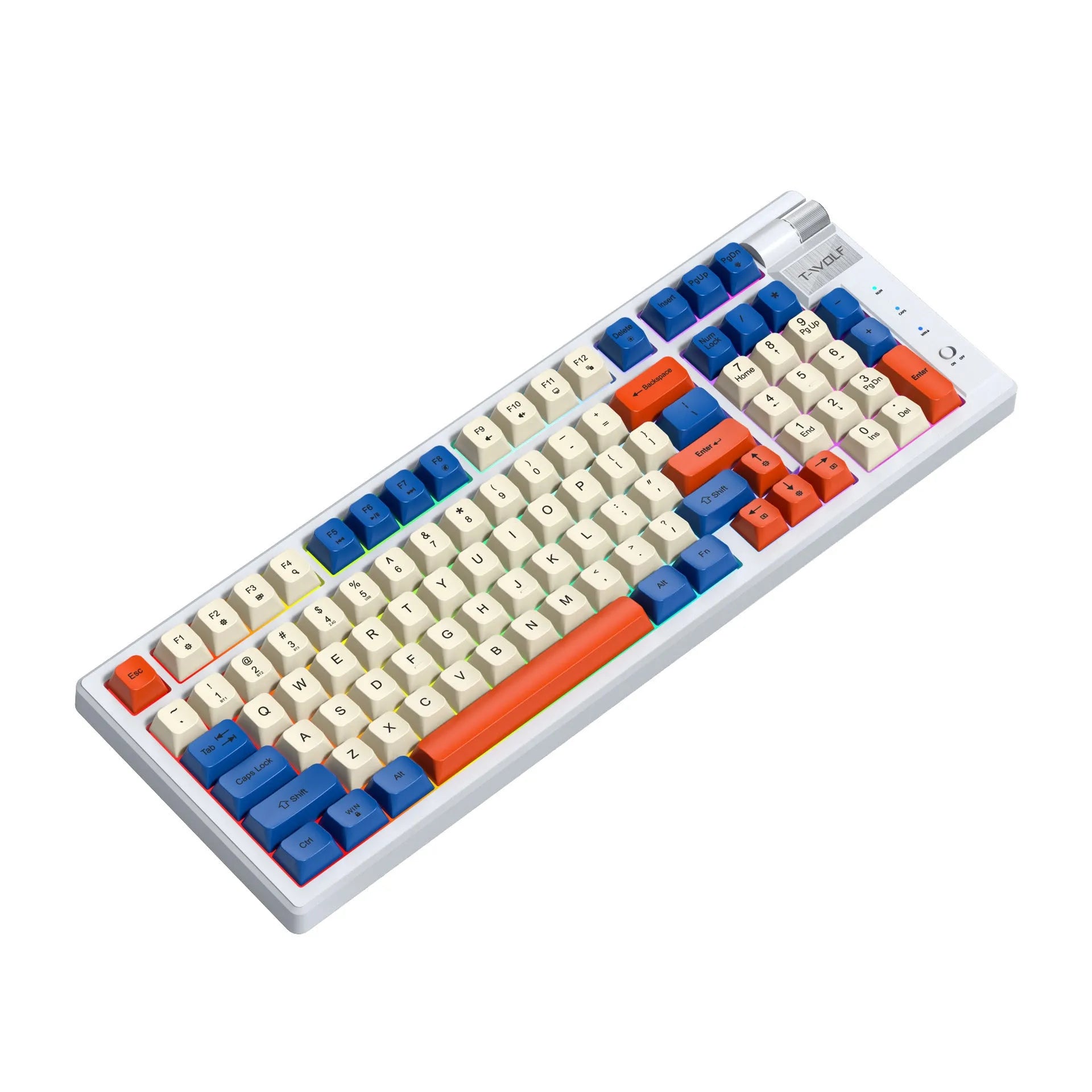 Bluetooth mechanical gaming keyboard with RGB backlight in black and red colour scheme