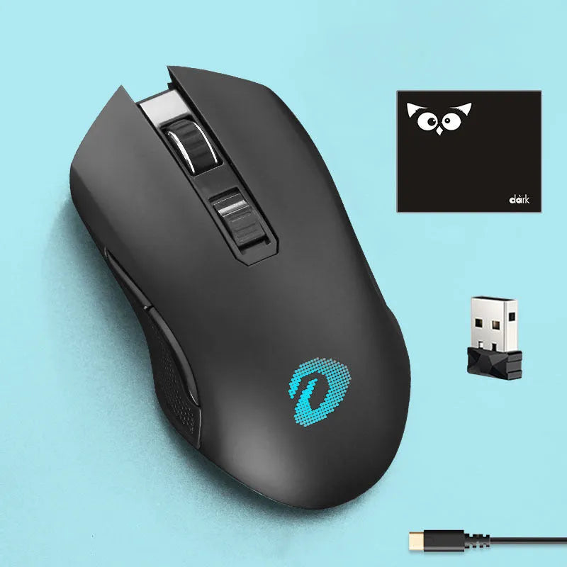 Lightweight wireless and wired game mouse with 7 keys and USB connector, available in multiple colours