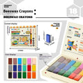 Children's beeswax crayon set with 18 colours in a colour box for ages 4-6 beginner art