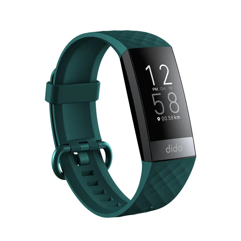 Y6 Black smart bracelet with 1.1-inch screen on wrist, showing health metrics display