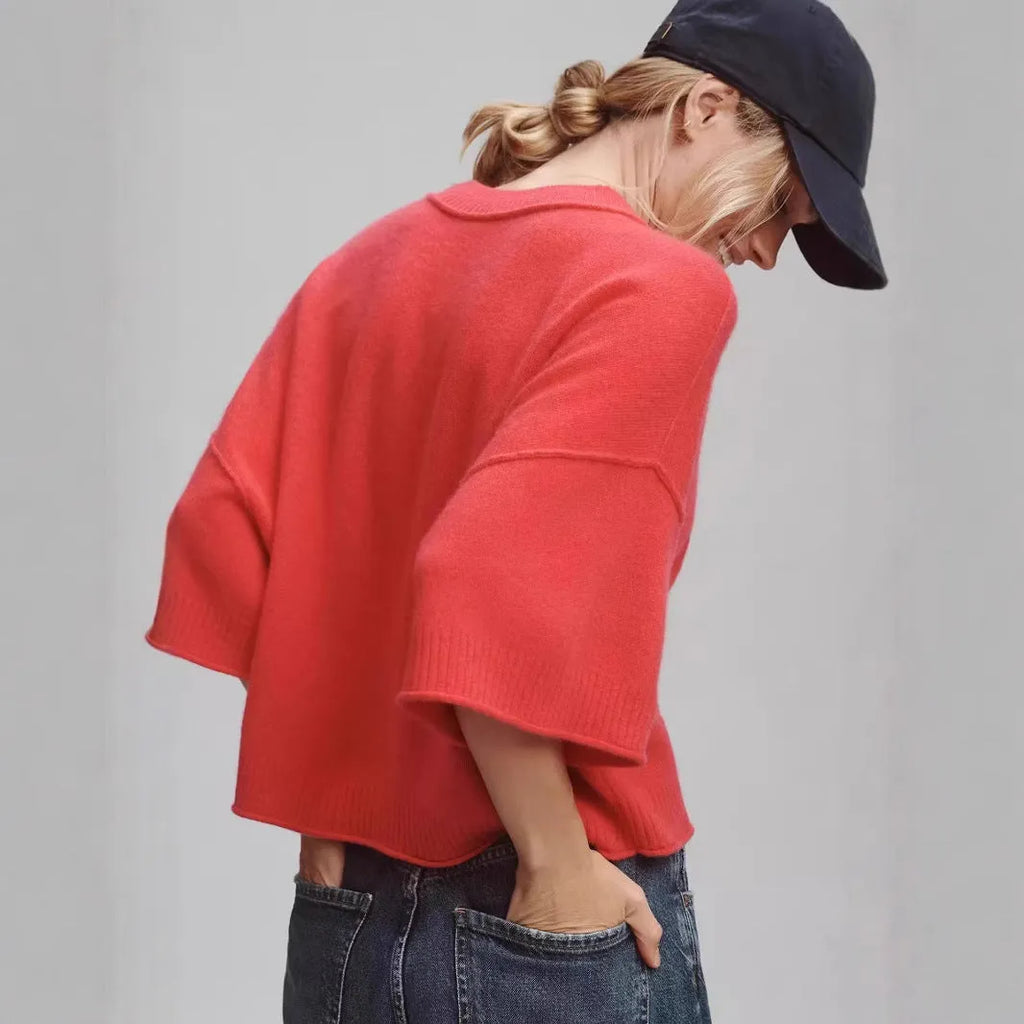 Red or white women's short sleeve crop top T-shirt made from viscose fibre.