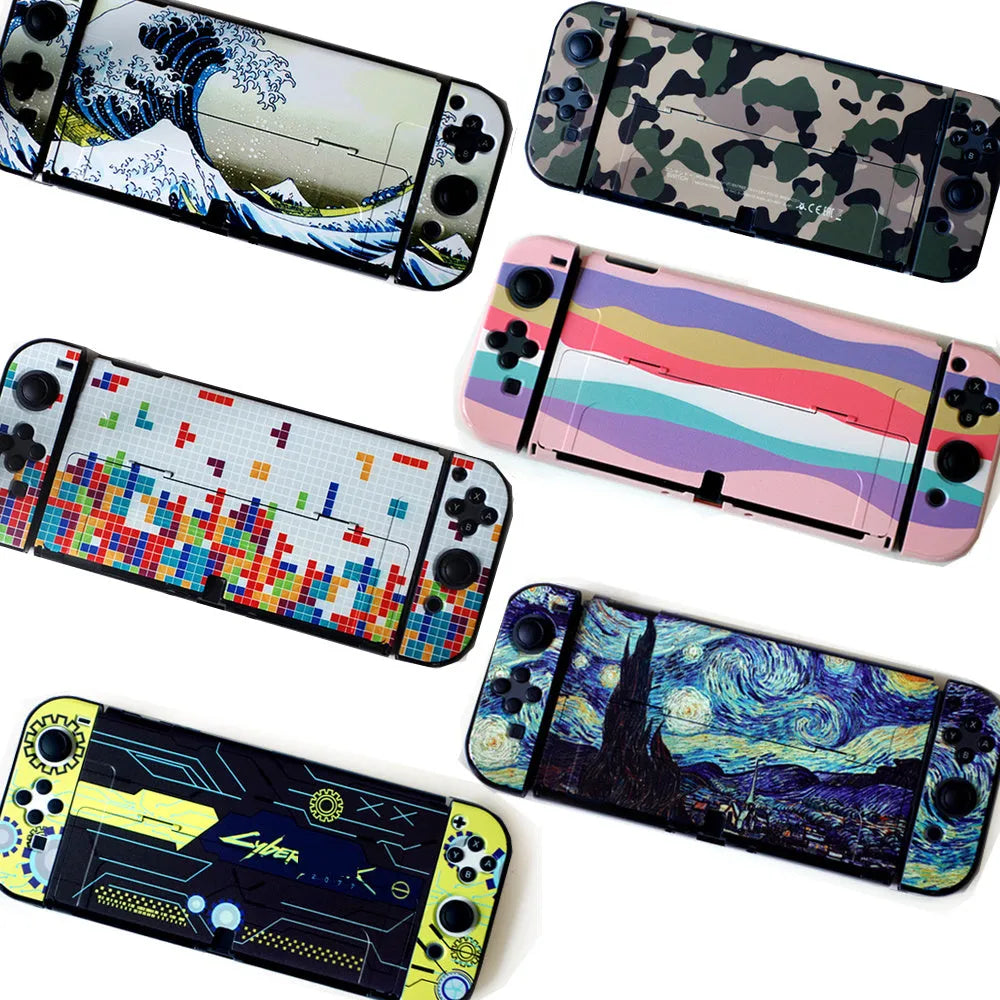 Hard protective case for Nintendo Switch OLED console with various shell pattern options