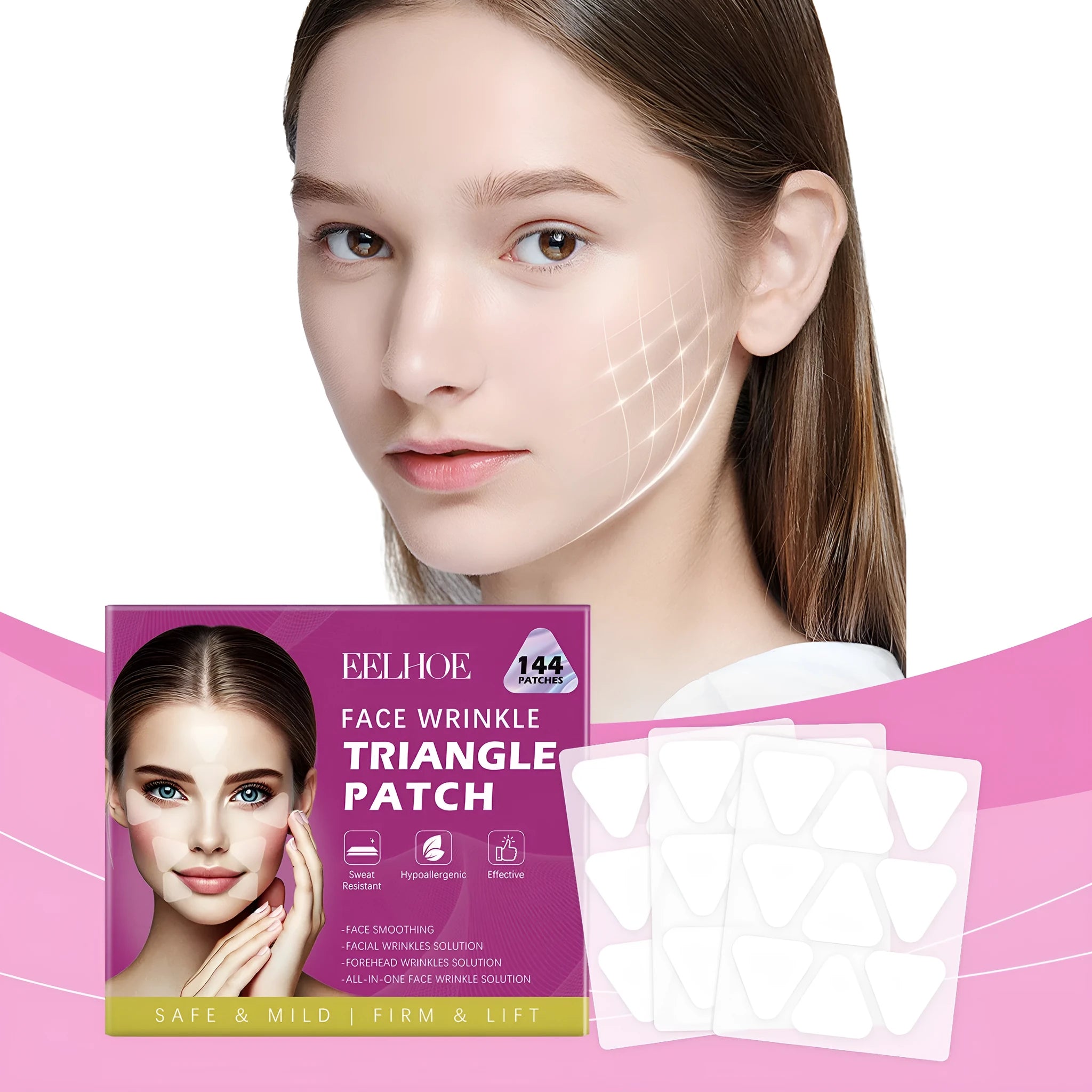 Facial skin fine lines nursing adhesive bandages pack with 144 hyaluronic acid patches