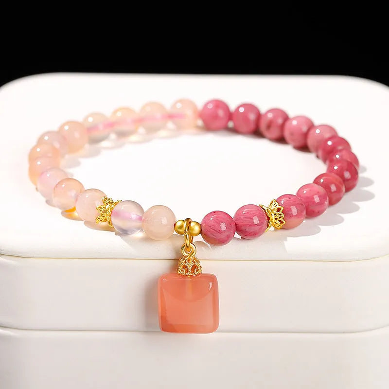 Green natural crystal bracelet with fresh Chinese style design, handcrafted for women
