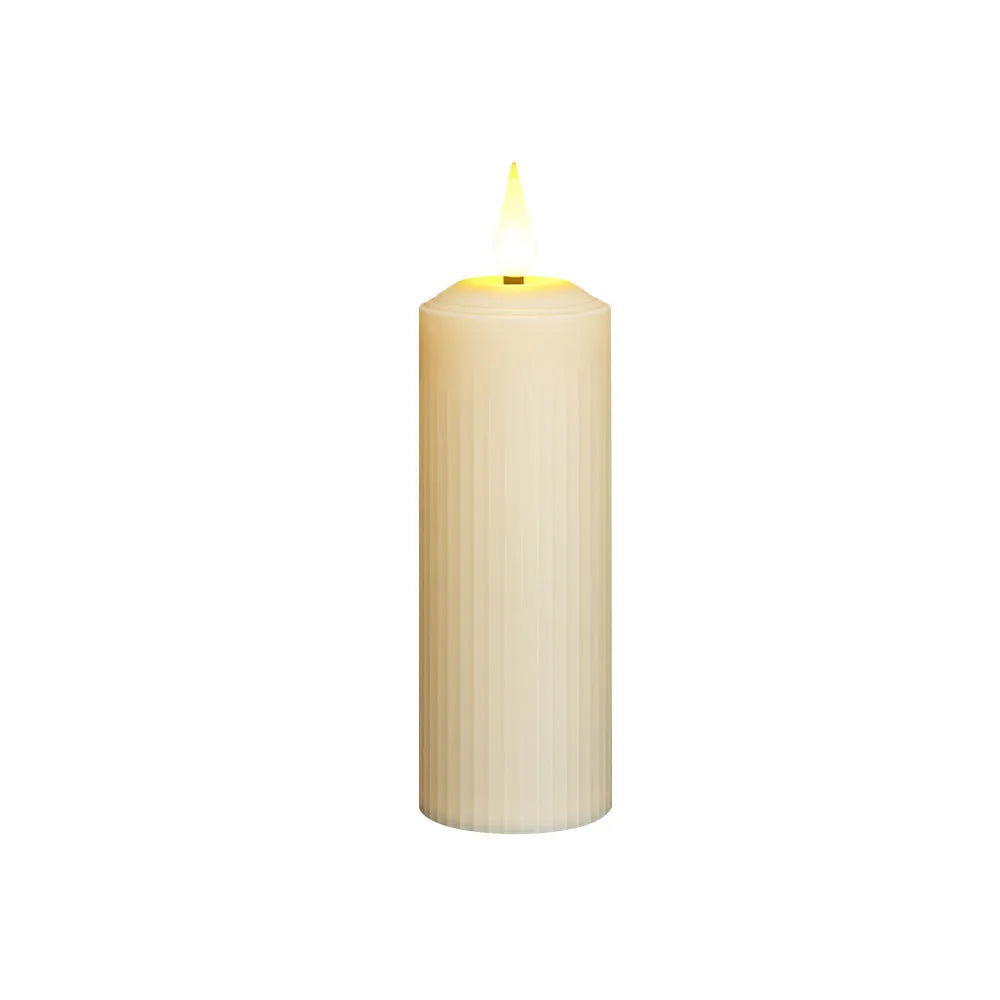 Beige ABS electronic candle lamp set with water droplet head, USB charging, remote control, and three candles, 19.2 x 17.6 x 5.3 cm