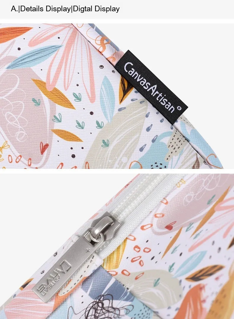 White PU leather waterproof inner sleeve for a 14 inch laptop on a table.
