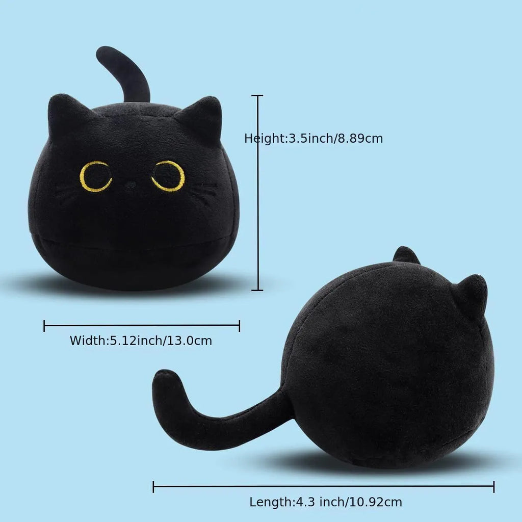 Fluffy black cat plush toy stuffed animal cushion measuring 50 cm length