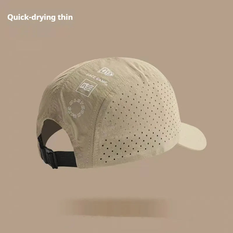 Men's adjustable baseball cap with mesh design in purple, showing dome crown and adjustable strap