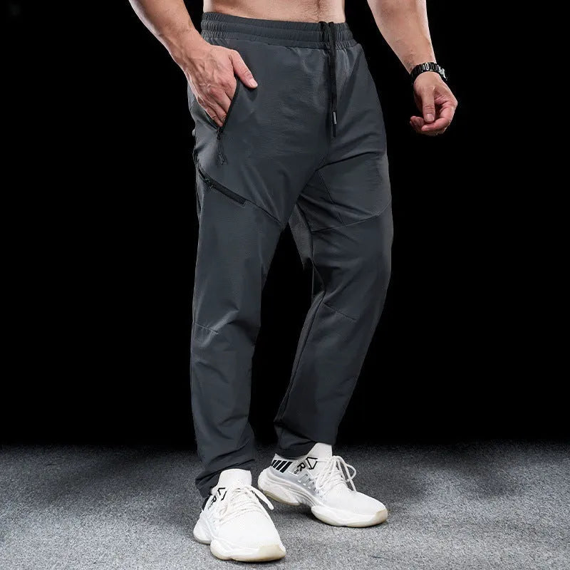 Men's waterproof quick-drying nylon exercise trousers in army green colour