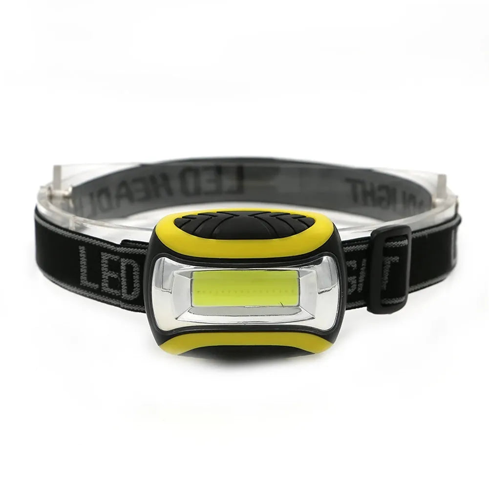 Yellow plastic three-speed COB LED headlamp for outdoor activities