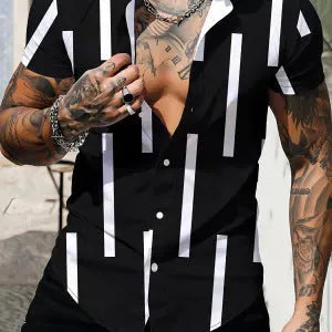 Men's slim fit floral print beach shirt in polyester with 3D digital printing detail