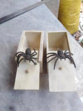 Small camellia wood prank box with spider figure for youth 15-35
