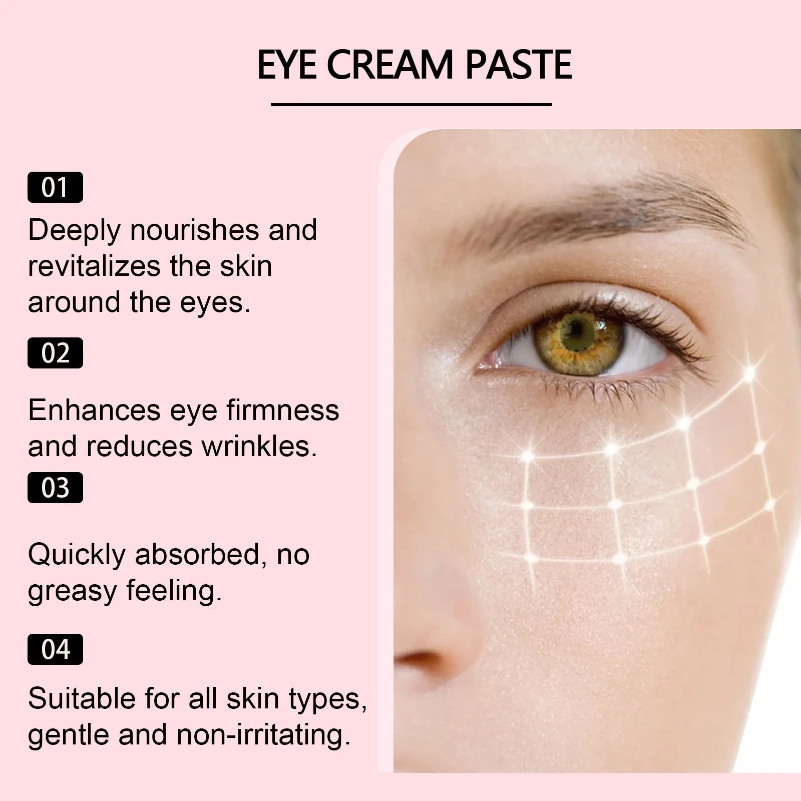 10ml eye cream set of ten individual 1ml single-use sachets with hyaluronic acid and polypeptide for eye and neck skincare