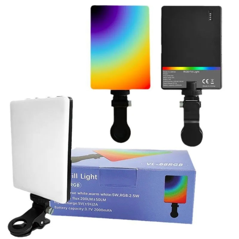 Pocket LED fill light with mobile phone clip attachment for portable photo shooting
