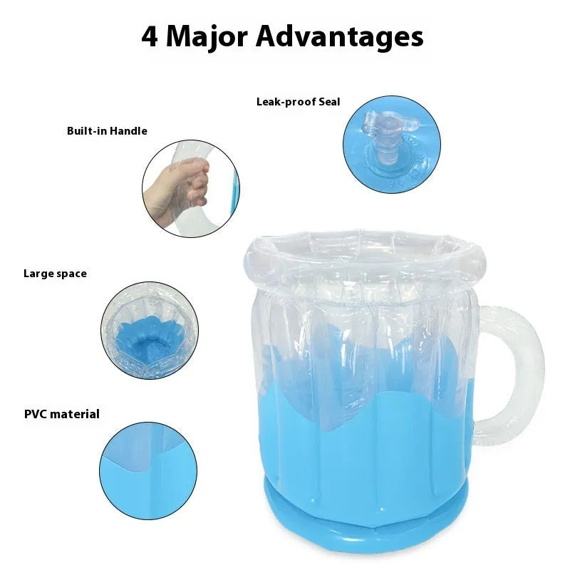 Yellow inflatable PVC ice bucket for beer steins, suitable for parties and outdoor events