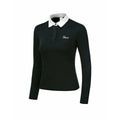 Women's black golf top with long sleeves for sun protection during outdoor activities