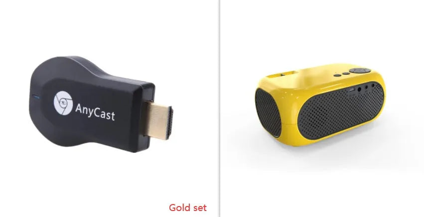 M24 micro mini portable projector in gold or white colour with compact ABS construction