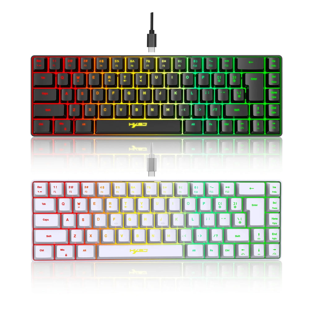 Mechanical feeling membrane gaming keyboard with 68 keys, ABS plastic, wired USB cable, black colour