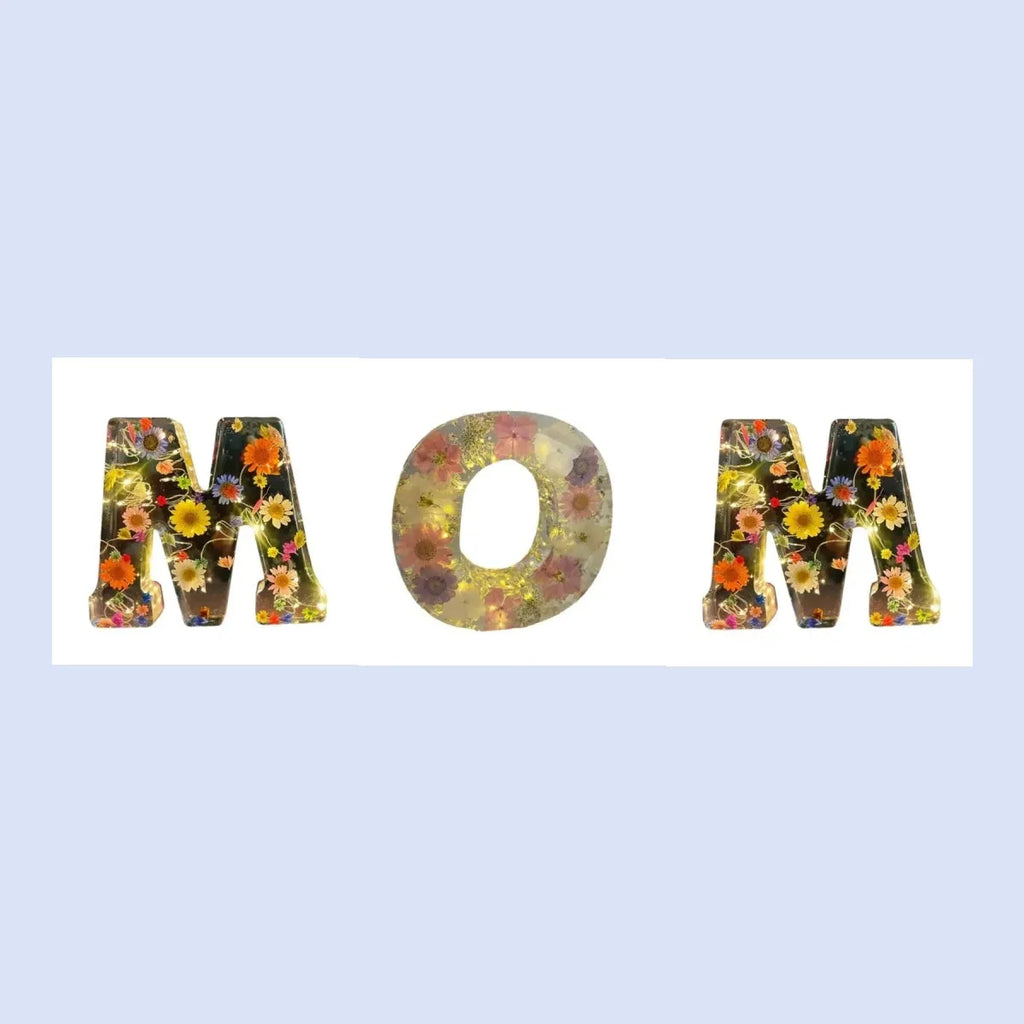 Transparent resin night light ornament with custom letter design 15cm square modern simplicity