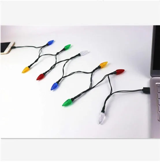 USB charging cable with 10 flashing LED Christmas lights for mobile devices and room decoration