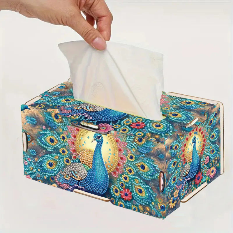 Handmade diamond painting mosaic tissue box cover wooden frameless modern simplicity style
