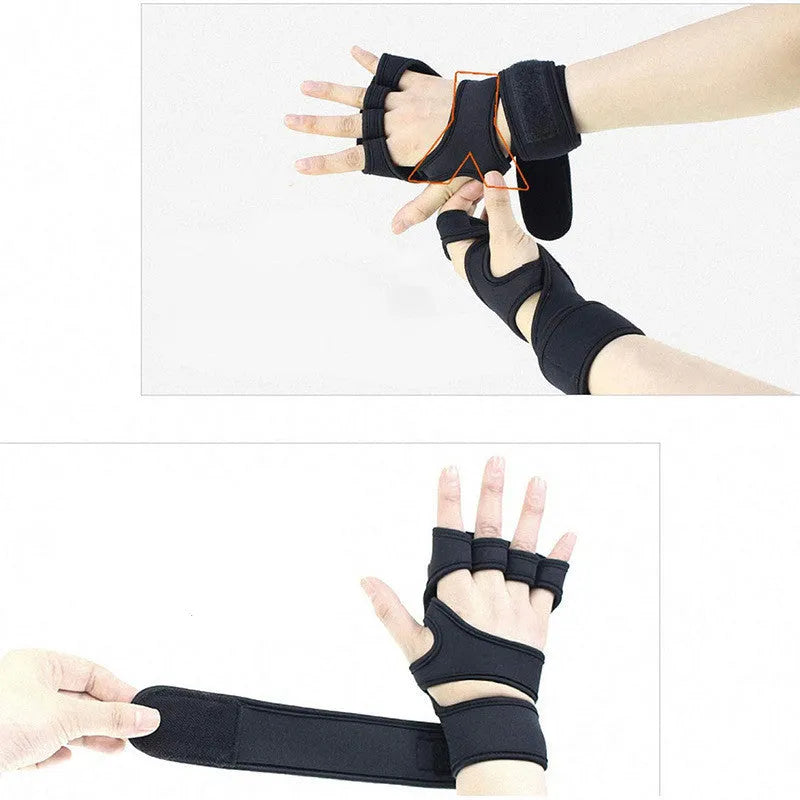 New sports half finger gloves with non-slip silicone palm protection for fitness equipment, black colour