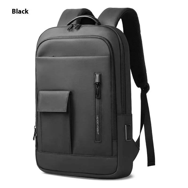 Men's Oxford cloth backpack in solid colour with sewing line detail for business travel