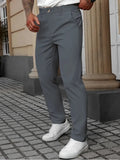 Men's straight-leg business casual trousers in solid colours with Asian sizing options