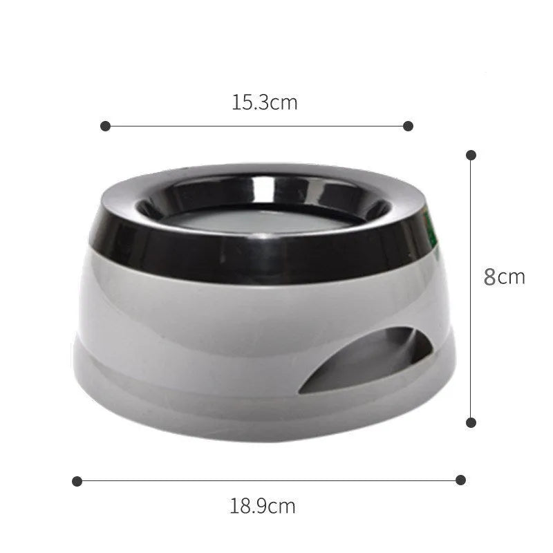 Blue floating anti-spill pet water bowl for dogs and cats with 750ml capacity.