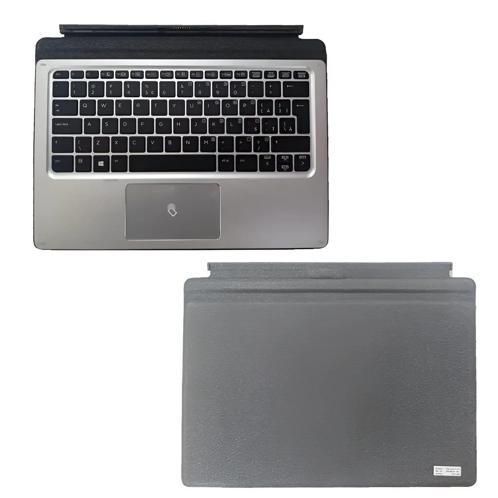 Elite X2 Tablet Keyboard with integrated trackpad and multimedia keys, shown alongside a compatible tablet.