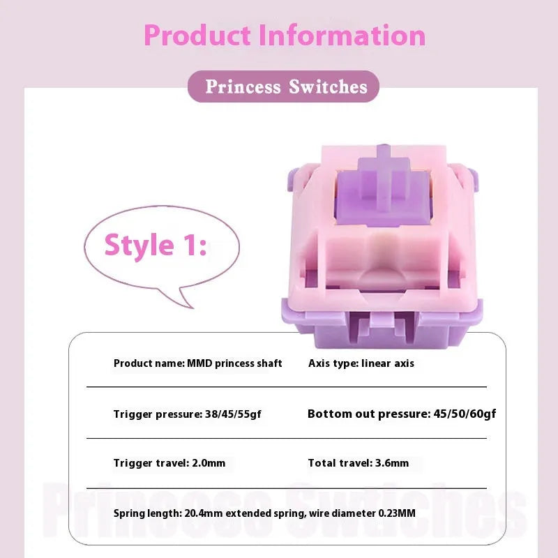 MMD Princess linear mechanical keyboard switch with dual-stage spring