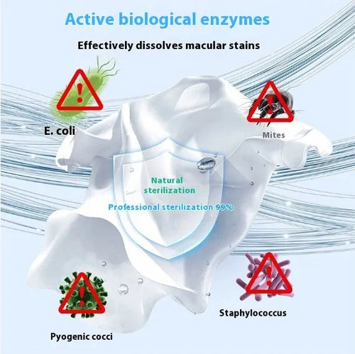 Bottle of biological enzyme bubble powder laundry detergent with active oxygen for stain removal