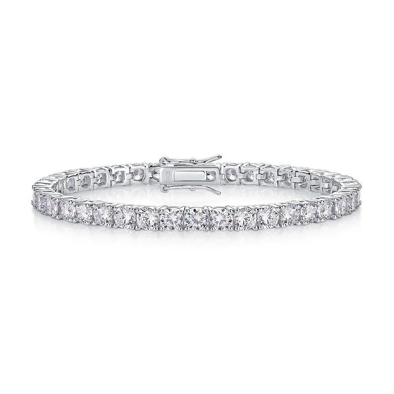 925 silver plated moissanite tennis bracelet with 30-point round stones in 18cm length