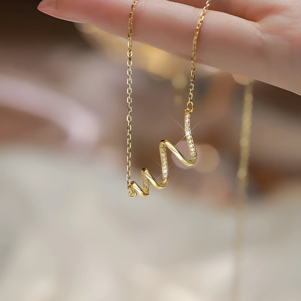 925 silver geometric pendant necklace in 14K gold or platinum colour with line design and storage box