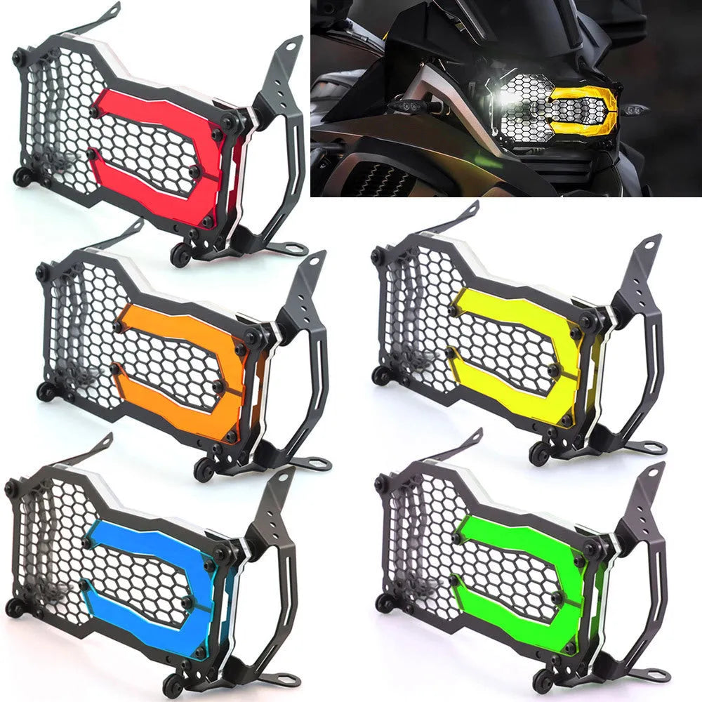 Motorcycle headlight protective cover quick release large lampshade blue for BMW R1200GS steel acrylic construction