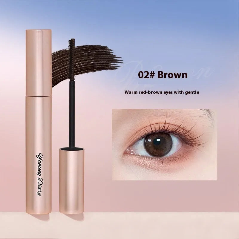 Long curling mascara in black and brown colour options showing standard packaging