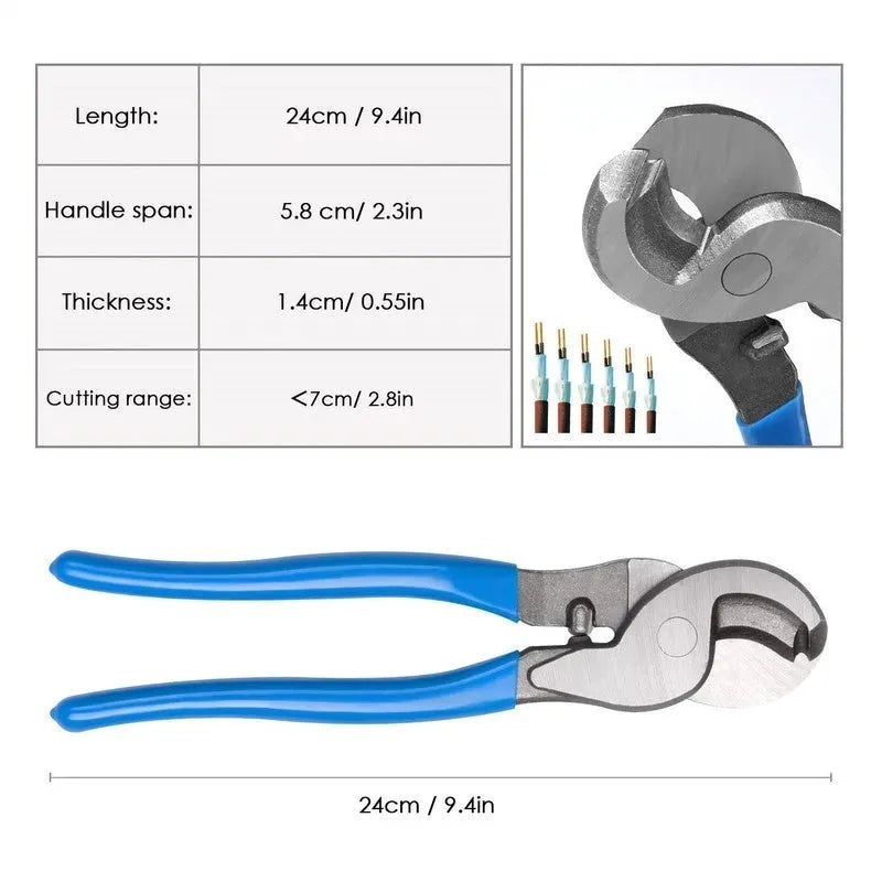 HX-50B heavy-duty aluminium handle crimping pliers and large cable cutter set on workbench