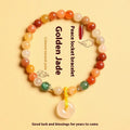 Handmade natural jinsi jade and red agate bracelet with safety buckle, Chinese style.