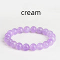 Lavender coloured amethyst crystal bead bracelet with round geometry shape and water ripple design.