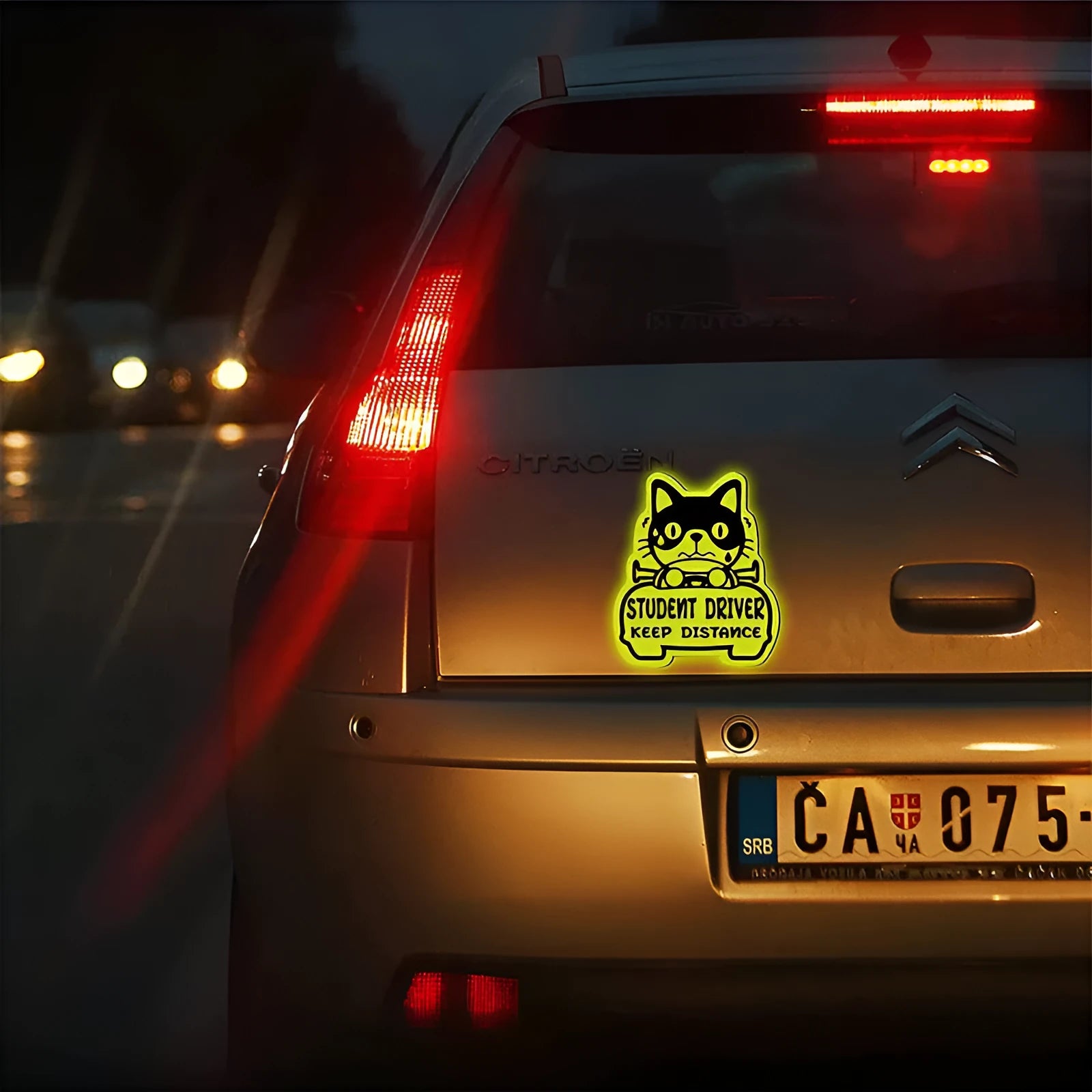Set of three reflective magnetic stickers with animal designs featuring waterproof and sun protection resistant materials