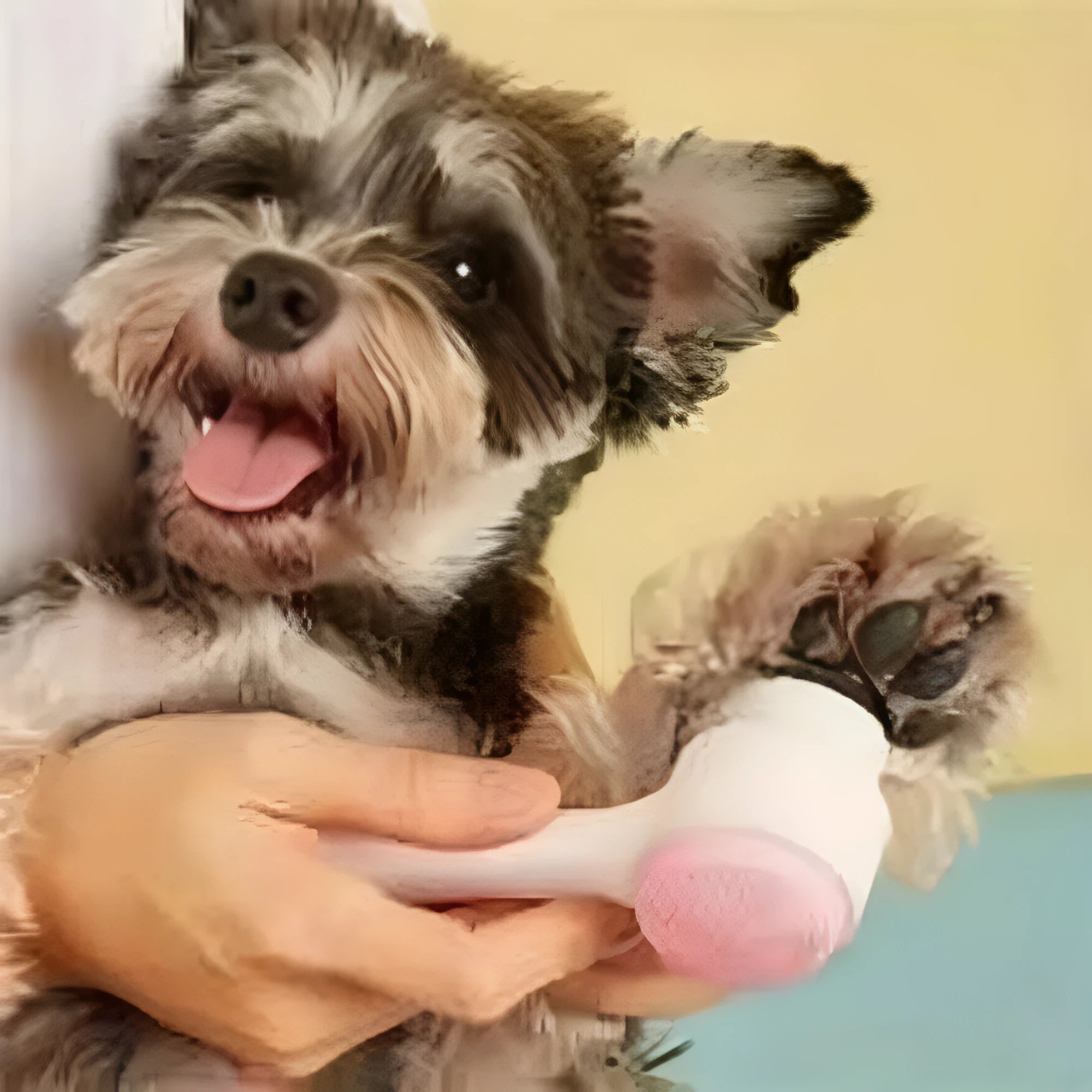 Blue and pink easy clean nylon pet paw brush grooming tool for dogs and cats