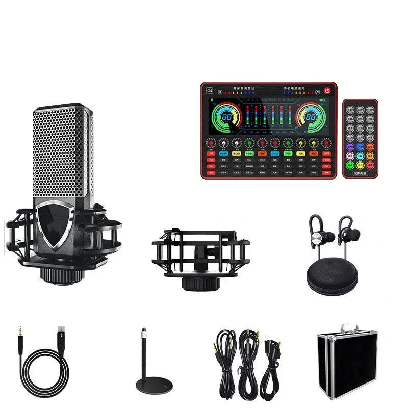 G4 professional live sound card and condenser microphone set with LCD display and remote control.