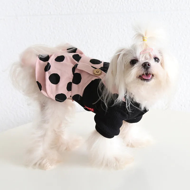 Casual lapel and shoulder strap dog clothes set for couples in sizes XS to XL
